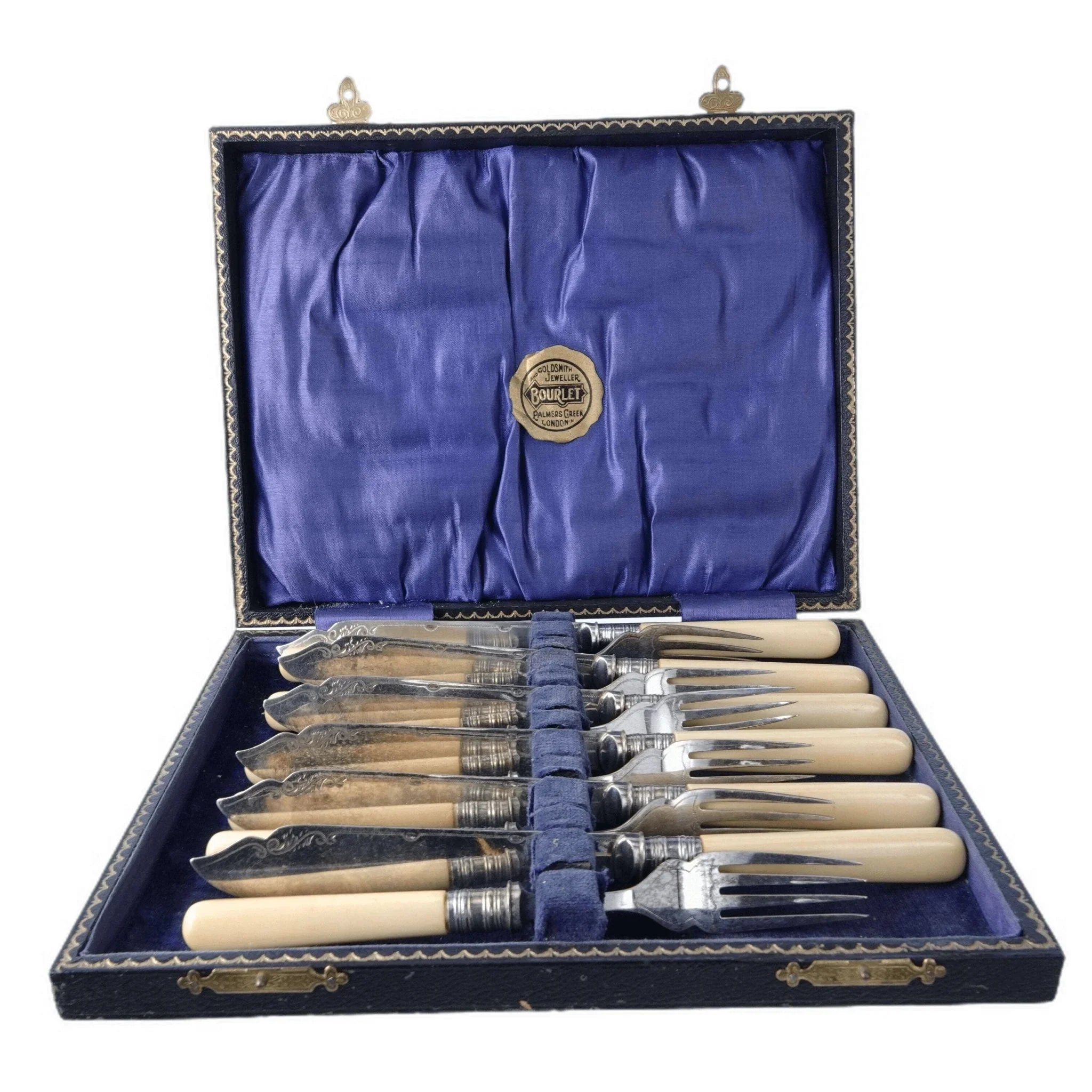 c1920 British Boxed Fish set with Celluloid handles Estate Fresh Austin c1920 British Boxed Fish set with Celluloid handles Estate Fresh Austin