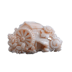 Antique Chinoisiere 18K white gold Carved Coral Watermill with Peony Flowers J. - Estate Fresh Austin