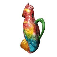 French Majolica Parrot Pitcher c.1880 Uncommon Form Early St Clements Mark 11.25 - Estate Fresh Austin