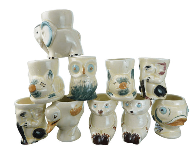 10 1950's English Pottery Figural Egg Cups - Estate Fresh Austin