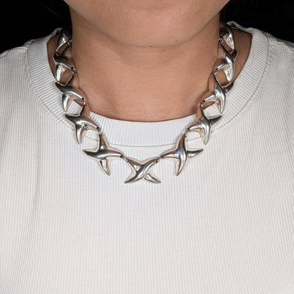 6.5" & 16.25" Retro Mexican sterling silver X's Necklace/bracelet set