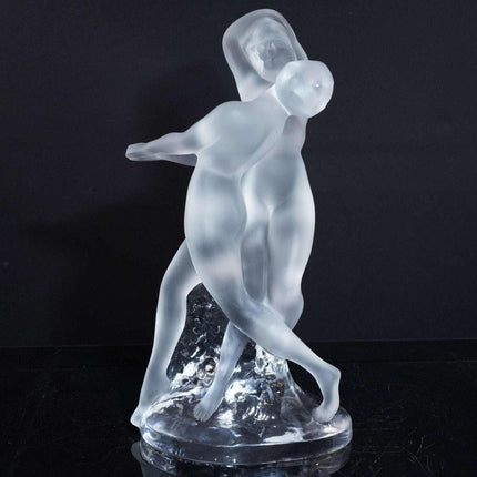 10.25" Lalique French Art Glass 2 s dancing figure - Estate Fresh Austin