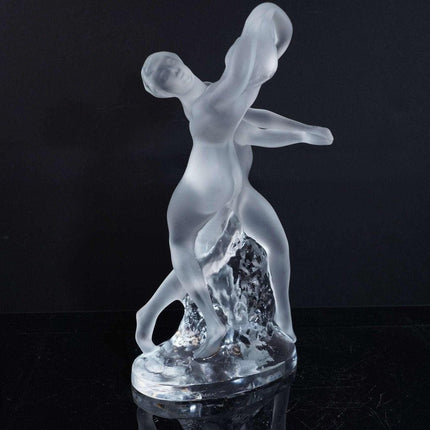 10.25" Lalique French Art Glass 2 s dancing figure - Estate Fresh Austin