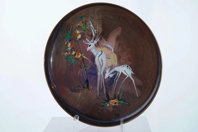 10.5" large MCM Enamel deer bowl from holland - Estate Fresh Austin