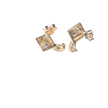 10k yellow gold diamond earrings - Estate Fresh Austin