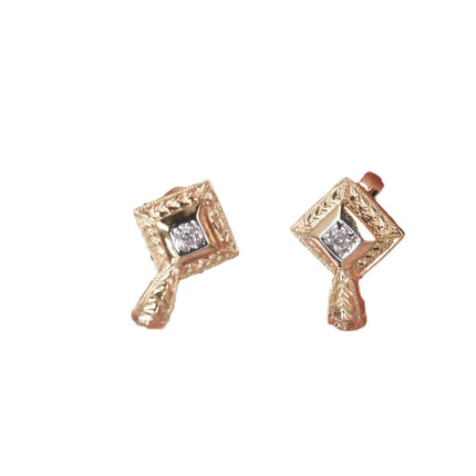 10k yellow gold diamond earrings - Estate Fresh Austin