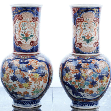 12" Meiji Period Japanese Imari Vases pair - Estate Fresh Austin