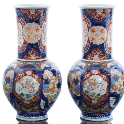 12" Meiji Period Japanese Imari Vases pair - Estate Fresh Austin