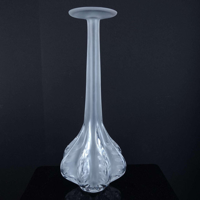 13.5" Lalique Claude French Art Cut glass Vase - Estate Fresh Austin