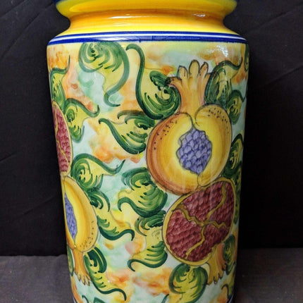 13.5" Skyros Pomegranate Canister Large Size Discontinued Hand Painted - Estate Fresh Austin