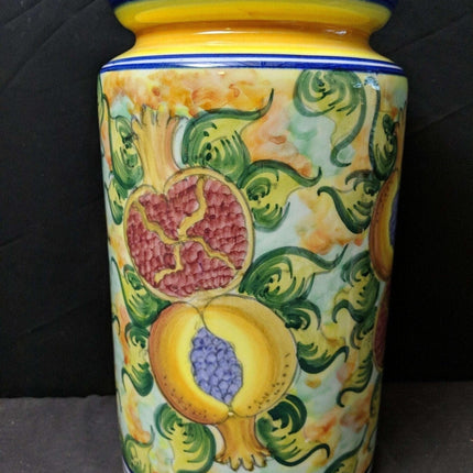 13.5" Skyros Pomegranate Canister Large Size Discontinued Hand Painted - Estate Fresh Austin