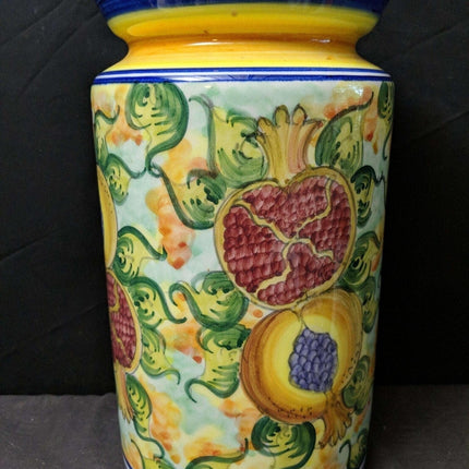 13.5" Skyros Pomegranate Canister Large Size Discontinued Hand Painted - Estate Fresh Austin