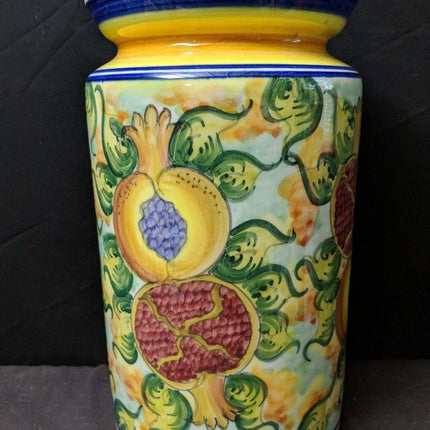 13.5" Skyros Pomegranate Canister Large Size Discontinued Hand Painted - Estate Fresh Austin