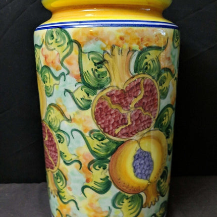 13.5" Skyros Pomegranate Canister Large Size Discontinued Hand Painted - Estate Fresh Austin