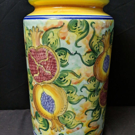 13.5" Skyros Pomegranate Canister Large Size Discontinued Hand Painted - Estate Fresh Austin