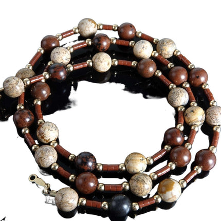 14K gold and Jasper beaded necklace - Estate Fresh Austin