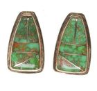 14k High Grade spiderweb Carico Lake turquoise earrings AC - Estate Fresh Austin