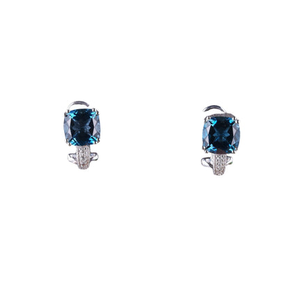 14k White gold Blue Topaz and diamond earrings - Estate Fresh Austin