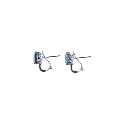 14k White gold Blue Topaz and diamond earrings - Estate Fresh Austin