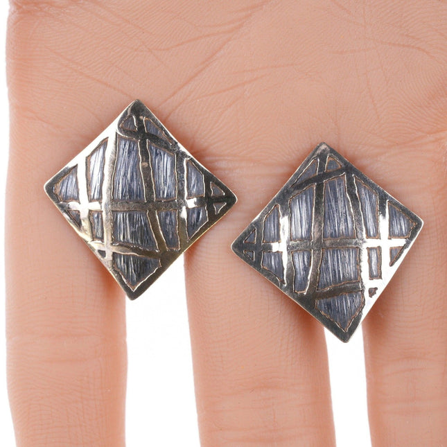 14k/sterling modernist southwestern earrings - Estate Fresh Austin