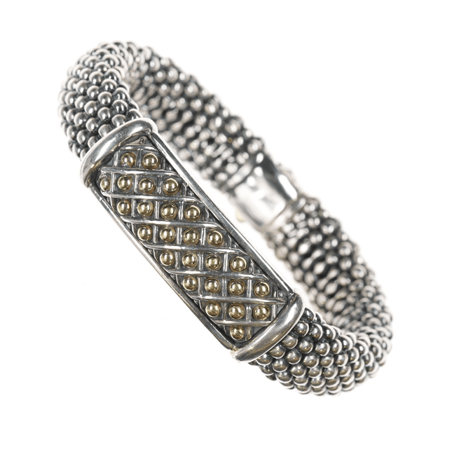 14mm - 15mm Lagos Caviar 18k gold and Sterling bracelet - Estate Fresh Austin