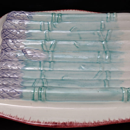 15.25" Longchamp French Majolica Asparagus Serving Platter 9.25" deep x 3.5" tal - Estate Fresh Austin