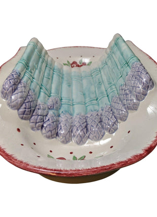 15.25" Longchamp French Majolica Asparagus Serving Platter 9.25" deep x 3.5" tal - Estate Fresh Austin