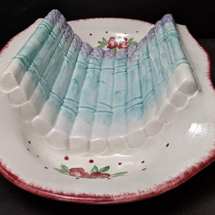 15.25" Longchamp French Majolica Asparagus Serving Platter 9.25" deep x 3.5" tal - Estate Fresh Austin