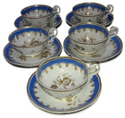 15pc c1850 English Blue and gilt teacup set - Estate Fresh Austin