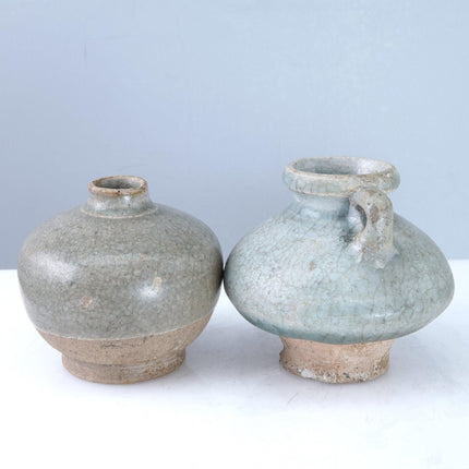 15th Century Thai Sawankhalok celadon jarlets hj - Estate Fresh Austin