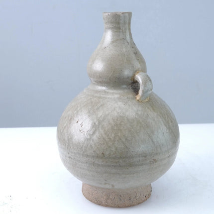 15th Century Thai Sawankhalok celadon Tall bottle or Vase with incised decoratio - Estate Fresh Austin