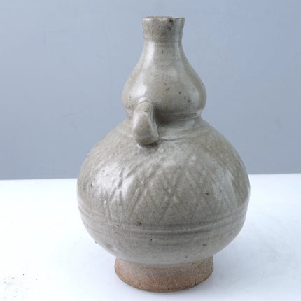 15th Century Thai Sawankhalok celadon Tall bottle or Vase with incised decoratio - Estate Fresh Austin
