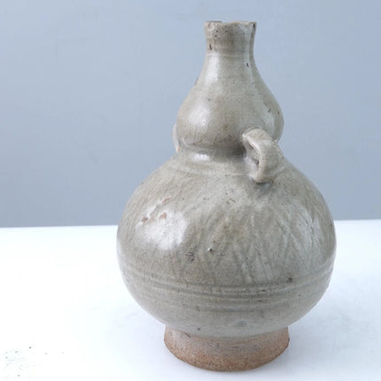 15th Century Thai Sawankhalok celadon Tall bottle or Vase with incised decoratio - Estate Fresh Austin