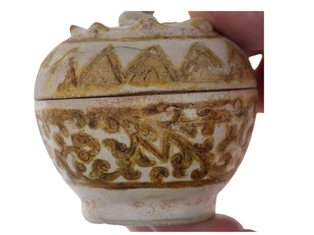 15th Century Thai Sawankhalok Kiln Condiment Jar with Lid 3 - Estate Fresh Austin