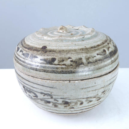 15th Century Thai Sawankhalok Kiln Condiment Jar with Lid fd - Estate Fresh Austin