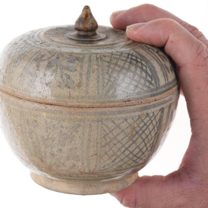 15th Century Thai Sawankhalok Kiln Condiment Jar with Lid u - Estate Fresh Austin