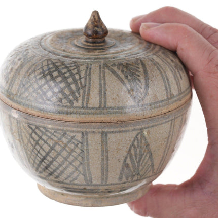 15th Century Thai Sawankhalok Kiln Condiment Jar with Lid u - Estate Fresh Austin