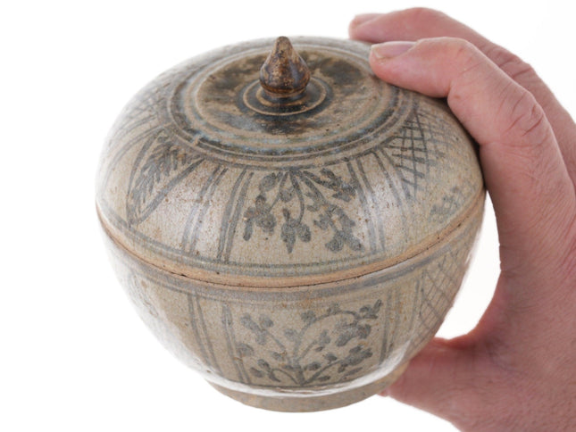 15th Century Thai Sawankhalok Kiln Condiment Jar with Lid u - Estate Fresh Austin