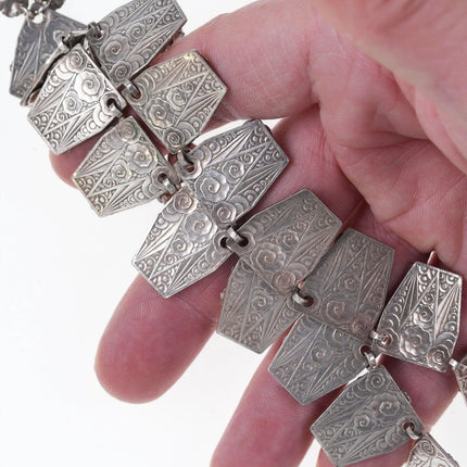 16" 1920's Art Deco Sterling silver choker necklace - Estate Fresh Austin