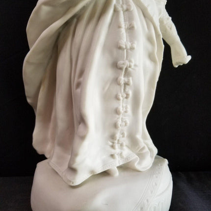 16 5/8" tall Antique Parian Figure Sculpture Woman in ornate dress 19th century - Estate Fresh Austin