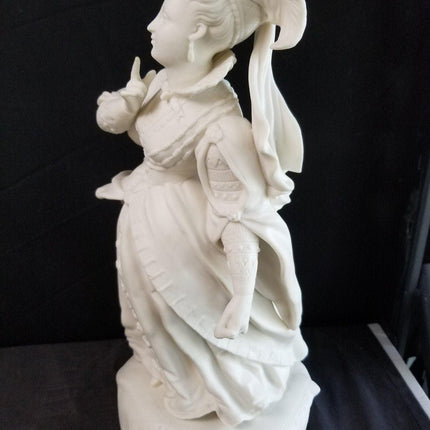 16 5/8" tall Antique Parian Figure Sculpture Woman in ornate dress 19th century - Estate Fresh Austin