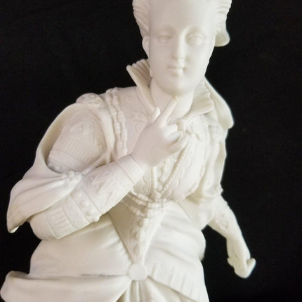 16 5/8" tall Antique Parian Figure Sculpture Woman in ornate dress 19th century - Estate Fresh Austin