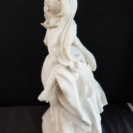 16 5/8" tall Antique Parian Figure Sculpture Woman in ornate dress 19th century - Estate Fresh Austin