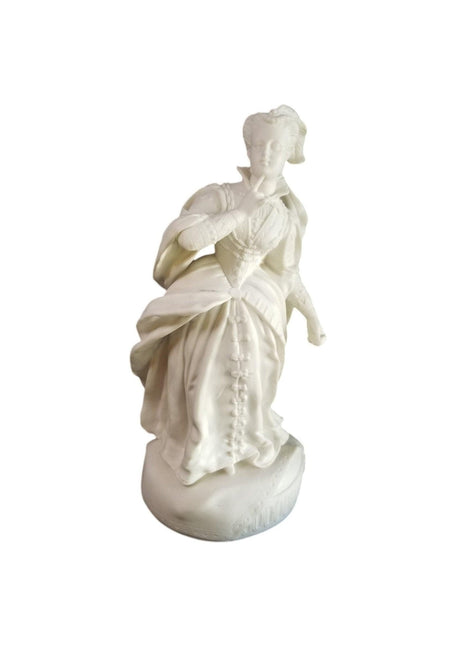 16 5/8" tall Antique Parian Figure Sculpture Woman in ornate dress 19th century - Estate Fresh Austin