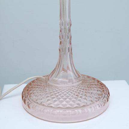 16" c1930 Pink Cut Depression Glass Lamp - Estate Fresh Austin