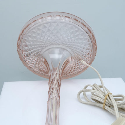 16" c1930 Pink Cut Depression Glass Lamp - Estate Fresh Austin