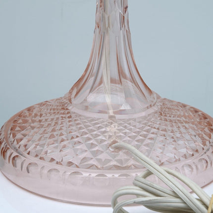 16" c1930 Pink Cut Depression Glass Lamp - Estate Fresh Austin