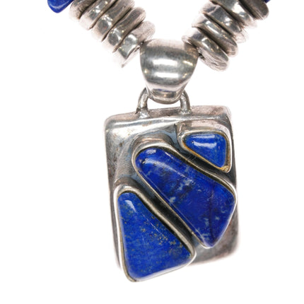 16" Retro Southwestern sterling and lapis freeform necklace. - Estate Fresh Austin