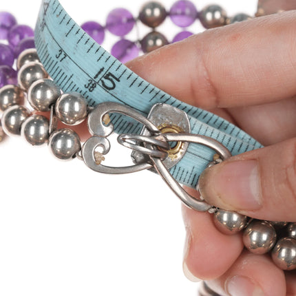 16" Vintage Carol Felley Amethyst and sterling southwestern necklace - Estate Fresh Austin