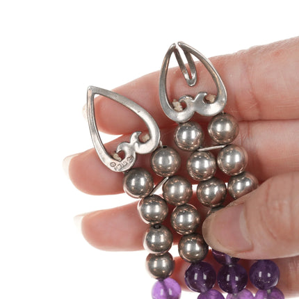16" Vintage Carol Felley Amethyst and sterling southwestern necklace - Estate Fresh Austin
